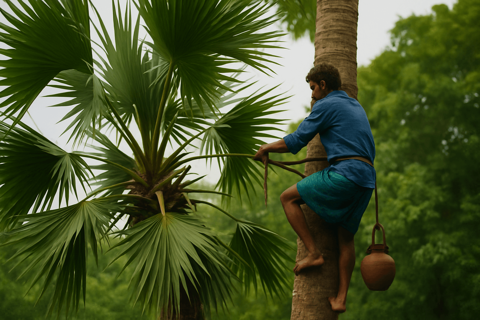 Sri Lankan Toddy Tradition - Traditional toddy tapping showcasing centuries-old artistry